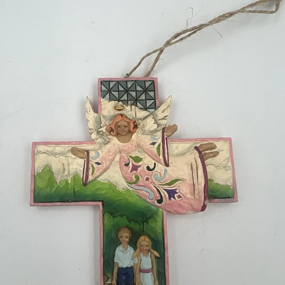 Jim Shore Heartwood Creek Guardian Angel Hanging Cross Ornament 2007 4008104
